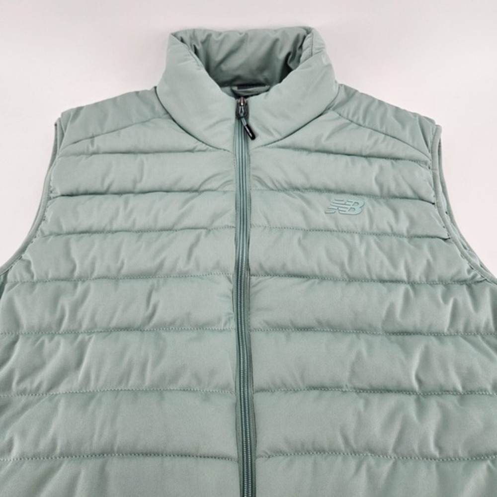 New Balance Men's Puffer Vest XL Sage Green Full Zip Quilted Padded Gilet